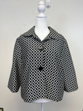 Elementz Black and White Circle Pattern Dressy Women's Jacket Size XL